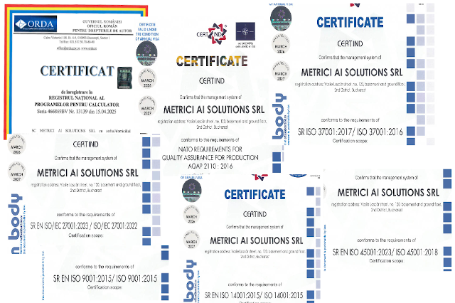 ISO certifications and ORDA registration